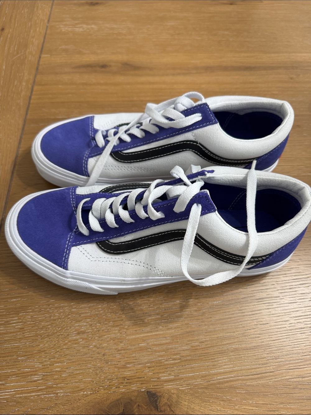 Vans Purple and White Low-Top Skate Shoes